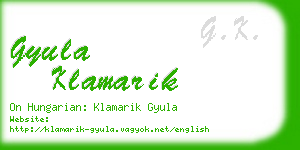 gyula klamarik business card